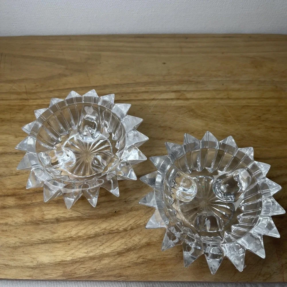 VTG Fostoria Lead Crystal Taper Candle Holders Set Candlestick 3